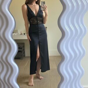 Zara Silk Maxi Dress (Navy)